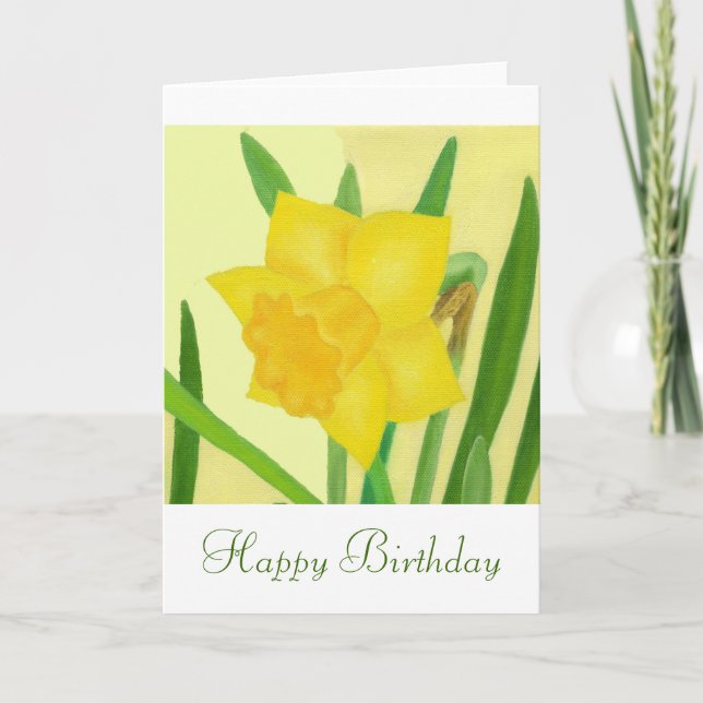 Yellow Daffodil Birthday Card (Front)