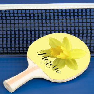 Yellow Daffodil Bloom Custom Name Ping Pong Paddle