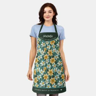 Yellow daffodil botanical personalized apron