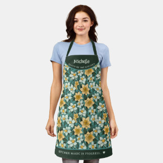 Yellow daffodil botanical personalized apron