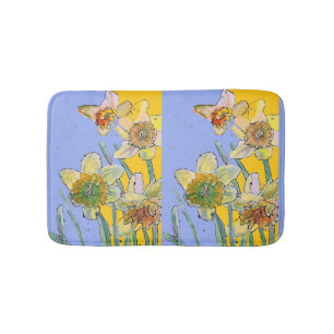 Yellow Daffodil daffodils flower floral Bath Mat