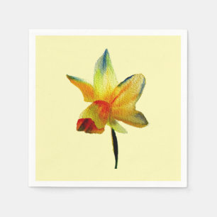 Yellow daffodil floral art homeware napkin