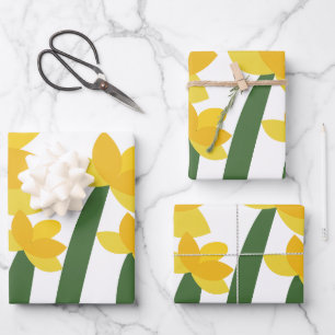 Yellow Daffodil Floral Flowers Wrapping Paper Sheet