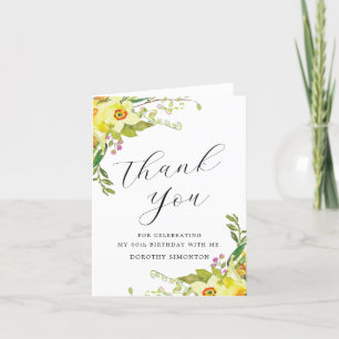 Yellow Daffodil Flower 60th Birthday Thank You Card