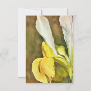Yellow Daffodil Flower Art Flat Note Card
