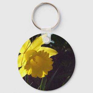 yellow daffodil flower in the sunlight keychain
