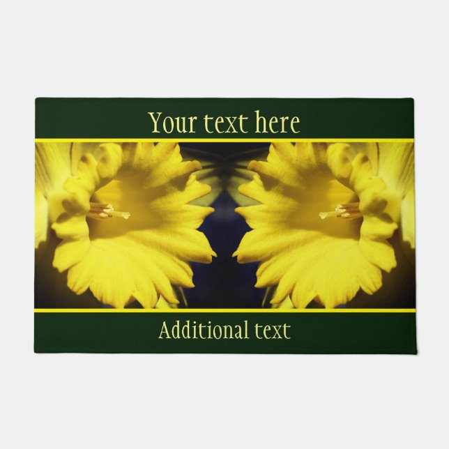 Yellow Daffodil Flower Petals Personalized Doormat (Front)