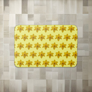 Yellow Daffodil Flower Seamless Pattern on Bath Mat