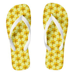 Yellow Daffodil Flower Seamless Pattern on Flip Flops