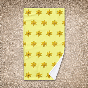 Yellow Daffodil Flower Seamless Pattern on Hand Towel