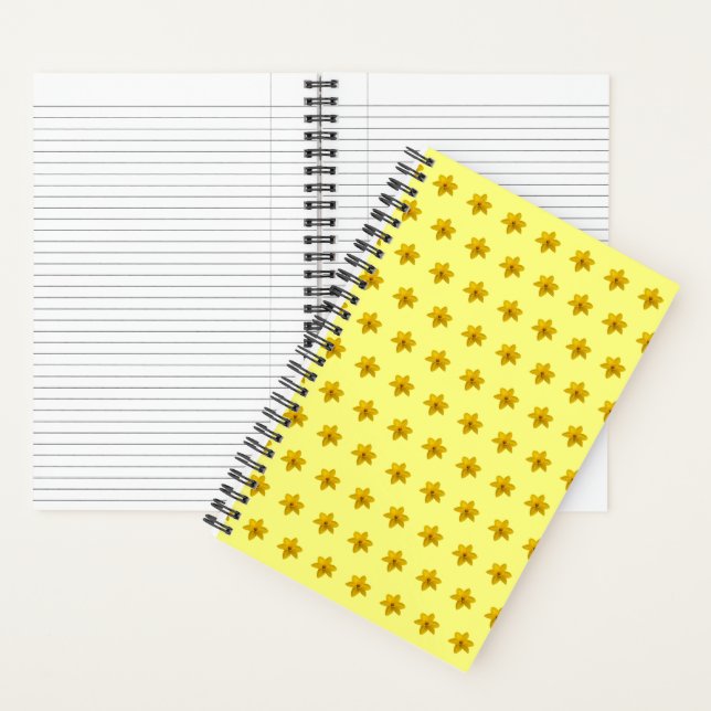 Yellow Daffodil Flower Seamless Pattern on Notebook (Inside)