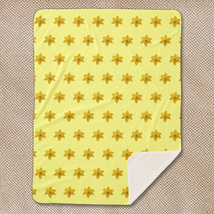 Yellow Daffodil Flower Seamless Pattern on Sherpa Blanket