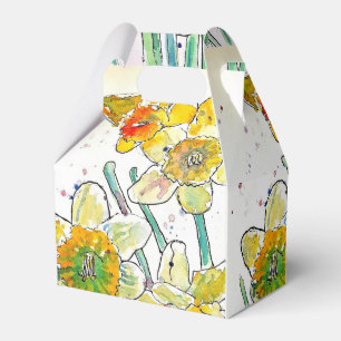 Yellow Daffodil flower Watercolor Birthday Favor Box
