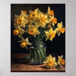 Yellow Daffodil Flowers Art Print Poster