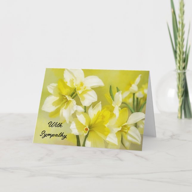 Yellow Daffodil Flowers Flower Art Sympathy Card (Front)