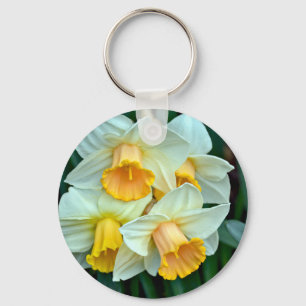 Yellow daffodil flowers keychain