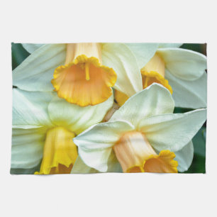 Yellow daffodil flowers kitchen towel