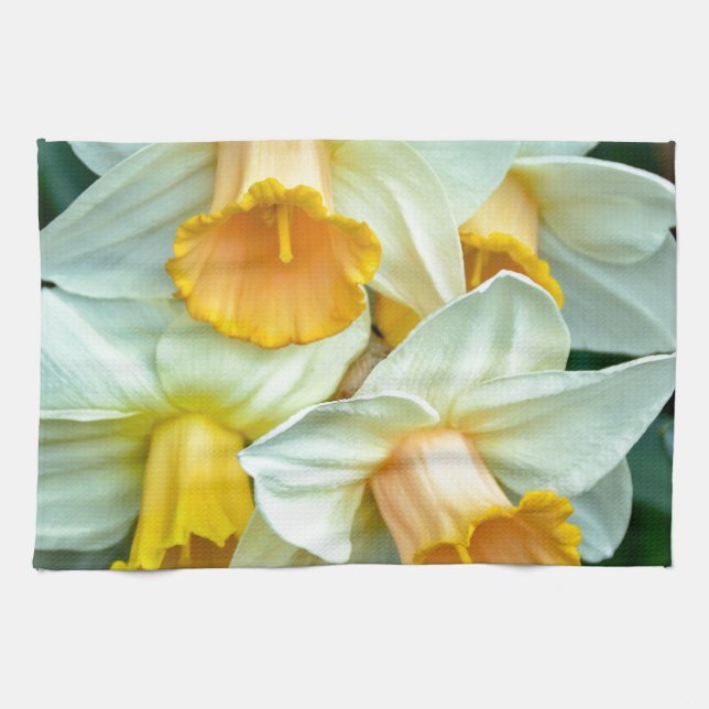 Yellow daffodil flowers kitchen towel (Horizontal)