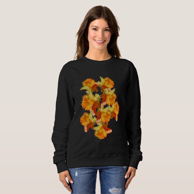Yellow Daffodil Flowers Tinted  Sweatshirt (Front Full)