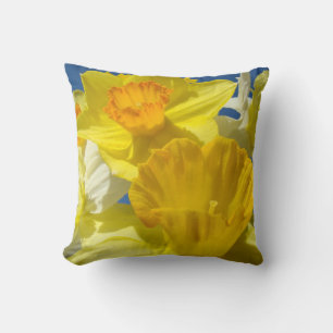 Yellow Daffodil FlowersSpri Throw Pillows Designer