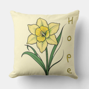 Yellow Daffodil (Hope) Throw Pillow