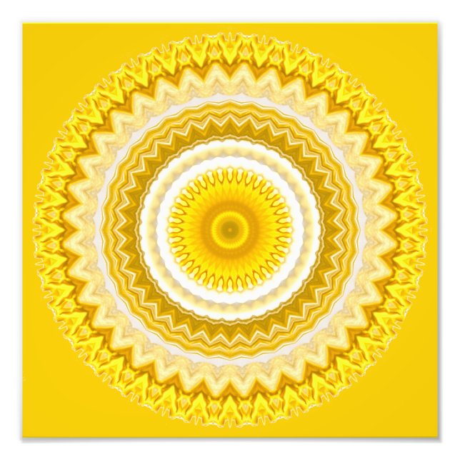 Yellow Daffodil Mandala Pattern Photo Print (Front)