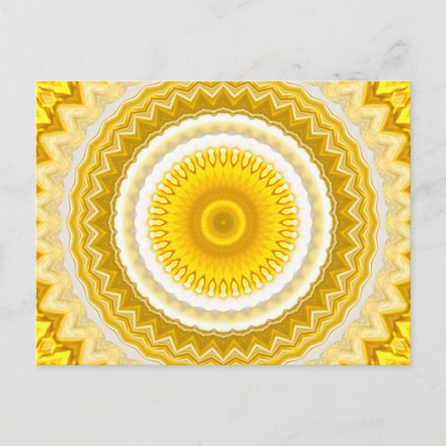 Yellow Daffodil Mandala Pattern Postcard (Front)