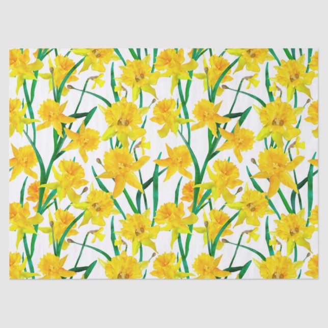 Yellow Daffodil Pattern Tissue Paper (Front)