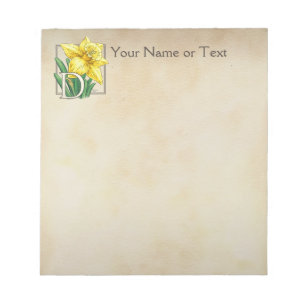 Yellow Daffodil Personalized Monogram Notepad