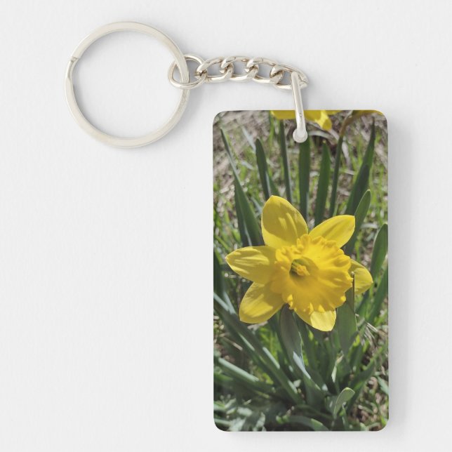 Yellow Daffodil Plant Keychain (Front)