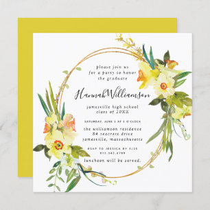 Yellow Daffodil Square Graduation Invitation