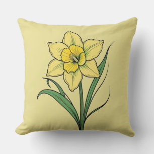 Yellow Daffodil Throw Pillow