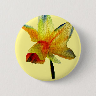Yellow Daffodil watercolour art Spring Flower 2 Inch Round Button