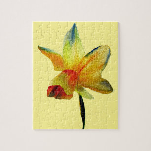 Yellow Daffodil watercolour art Spring Flower Jigsaw Puzzle