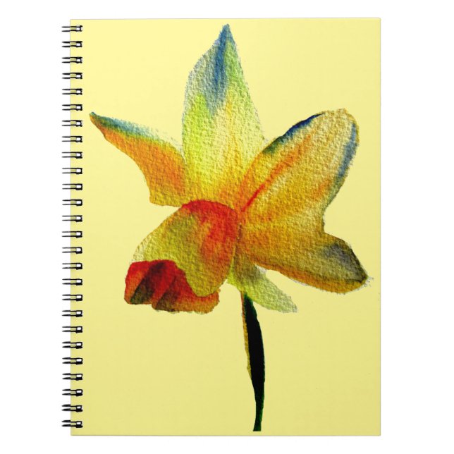 Yellow Daffodil watercolour art Spring Flower Notebook (Front)