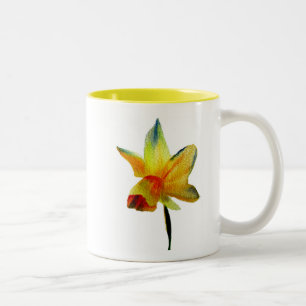 Yellow Daffodil watercolour art Spring Flower Two-Tone Coffee Mug