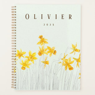 yellow daffodil watercolour painting  planner