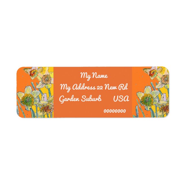Yellow Daffodil Watercolour Return Address Labels (Front)