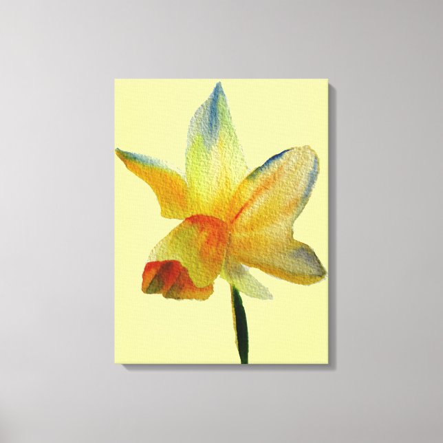 Yellow Daffodil watercolour Spring flower Art Canvas Print (Front)