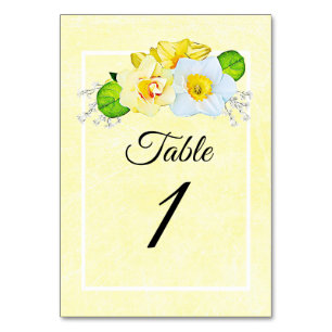 Yellow Daffodil Wedding Table Card Numbers