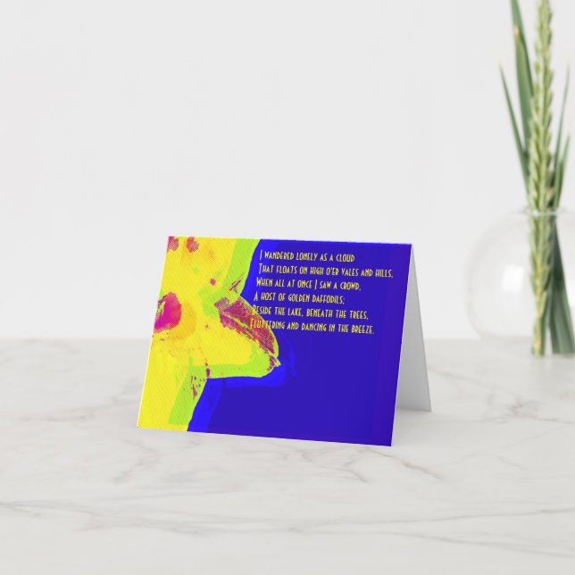 Yellow Daffodil; William Wordsworth Poem Note Card (Front)
