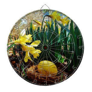 Yellow Daffodils and a Yellow Easter egg Dartboard