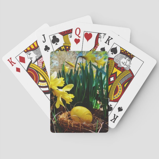 Yellow Daffodils and a Yellow Easter egg Playing Cards (Back)