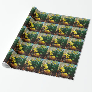 Yellow Daffodils and a Yellow Easter egg Wrapping Paper