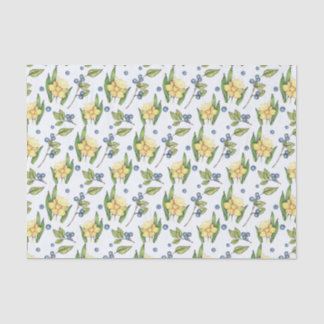 Yellow Daffodils and Blueberries Tissue Paper