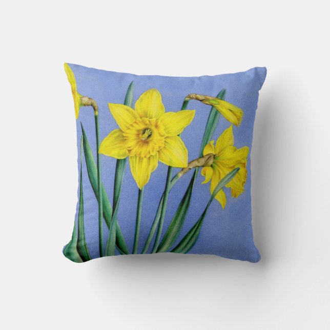 Yellow daffodils fine art floral square pillow (Front)