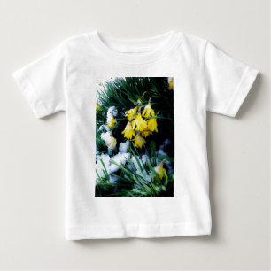 Yellow Daffodils flowers in the snow Baby T-Shirt