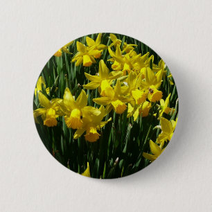 Yellow Daffodils I Cheery Spring Flowers 2 Inch Round Button