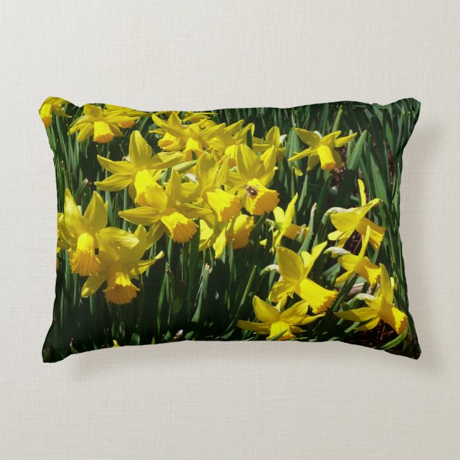 Yellow Daffodils I Cheery Spring Flowers Decorative Pillow (Front)