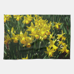 Yellow Daffodils I Cheery Spring Flowers Kitchen Towel